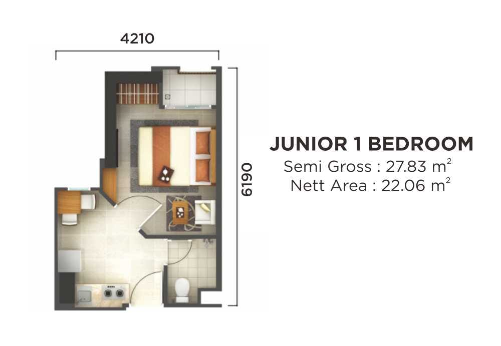 Floor Plan Unit Junior 1 Bedroom Akasa Pure Living